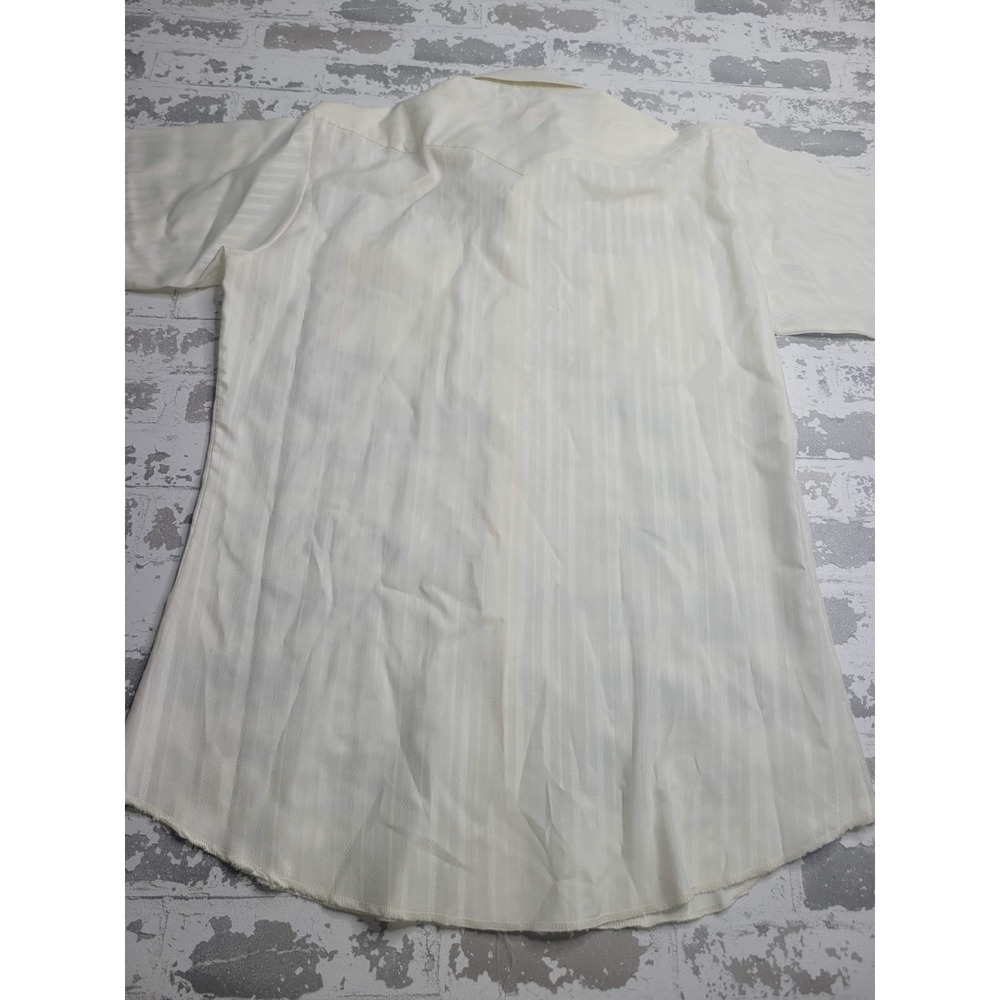 Vintage Panhandle Slim Shirt Size 16 White/Ivory Pearl Snap Western Rodeo Cowboy - Picture 2 of 5